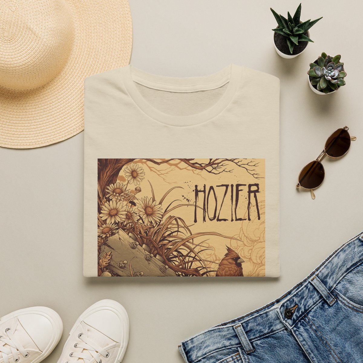 Hozier Floral Bird Illustration T-Shirt | Vintage Botanical Concert Tee | Hozier Merch