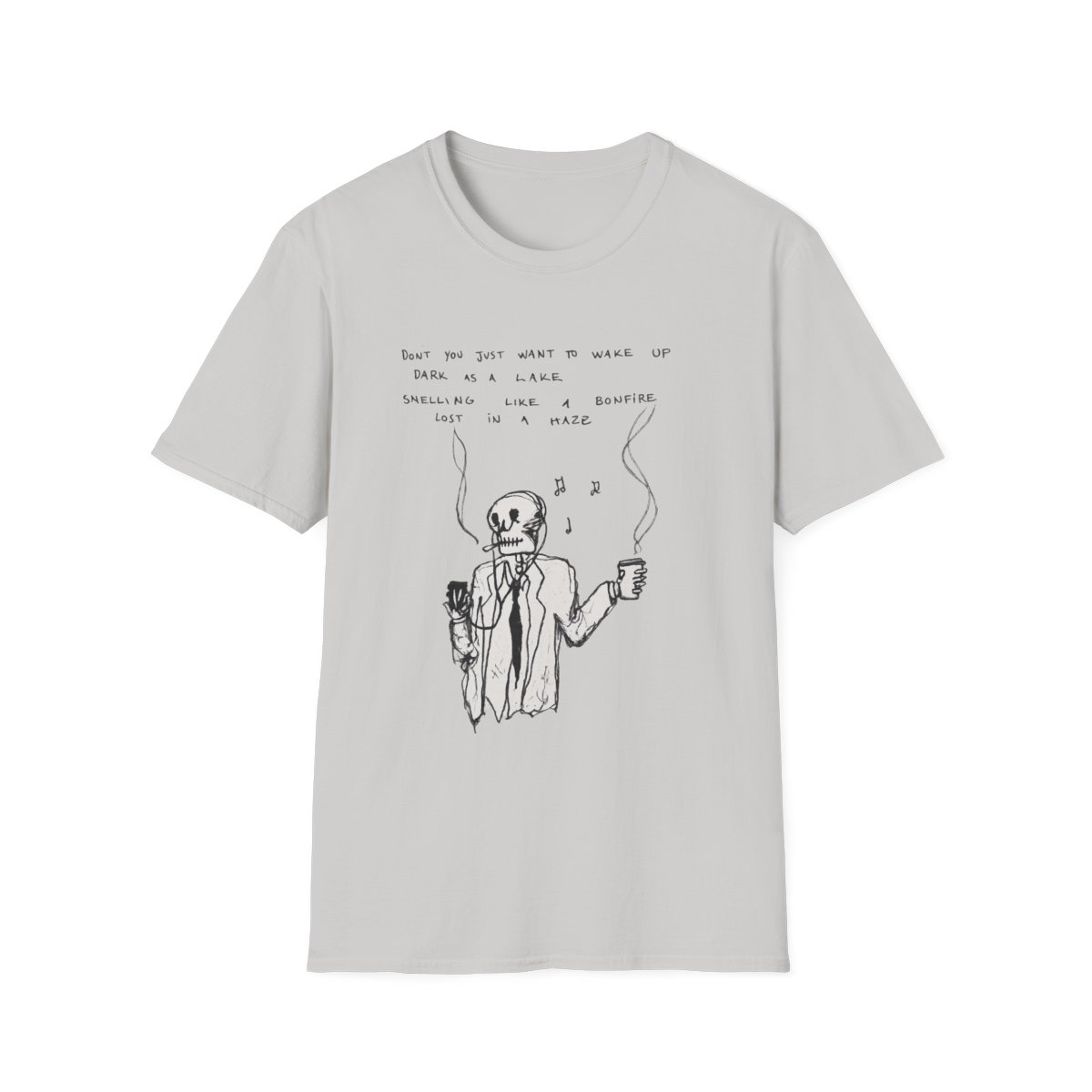 Skull Sketch with Lyrics T-Shirt | Hand-Drawn Skeleton Illustration | Hozier Merch - alternate angle 3, merchandise
