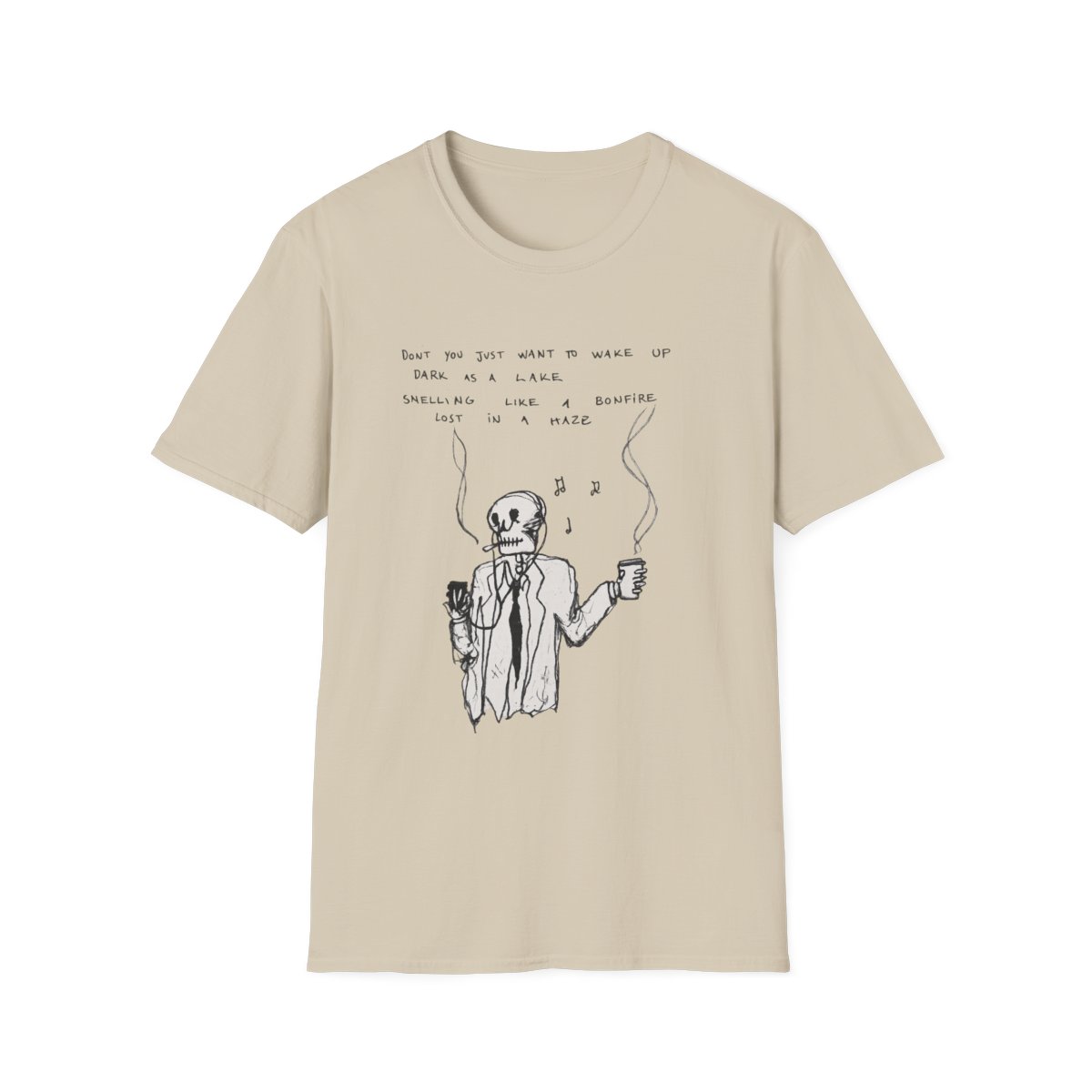 Skull Sketch with Lyrics T-Shirt | Hand-Drawn Skeleton Illustration | Hozier Merch - alternate angle 2, merchandise