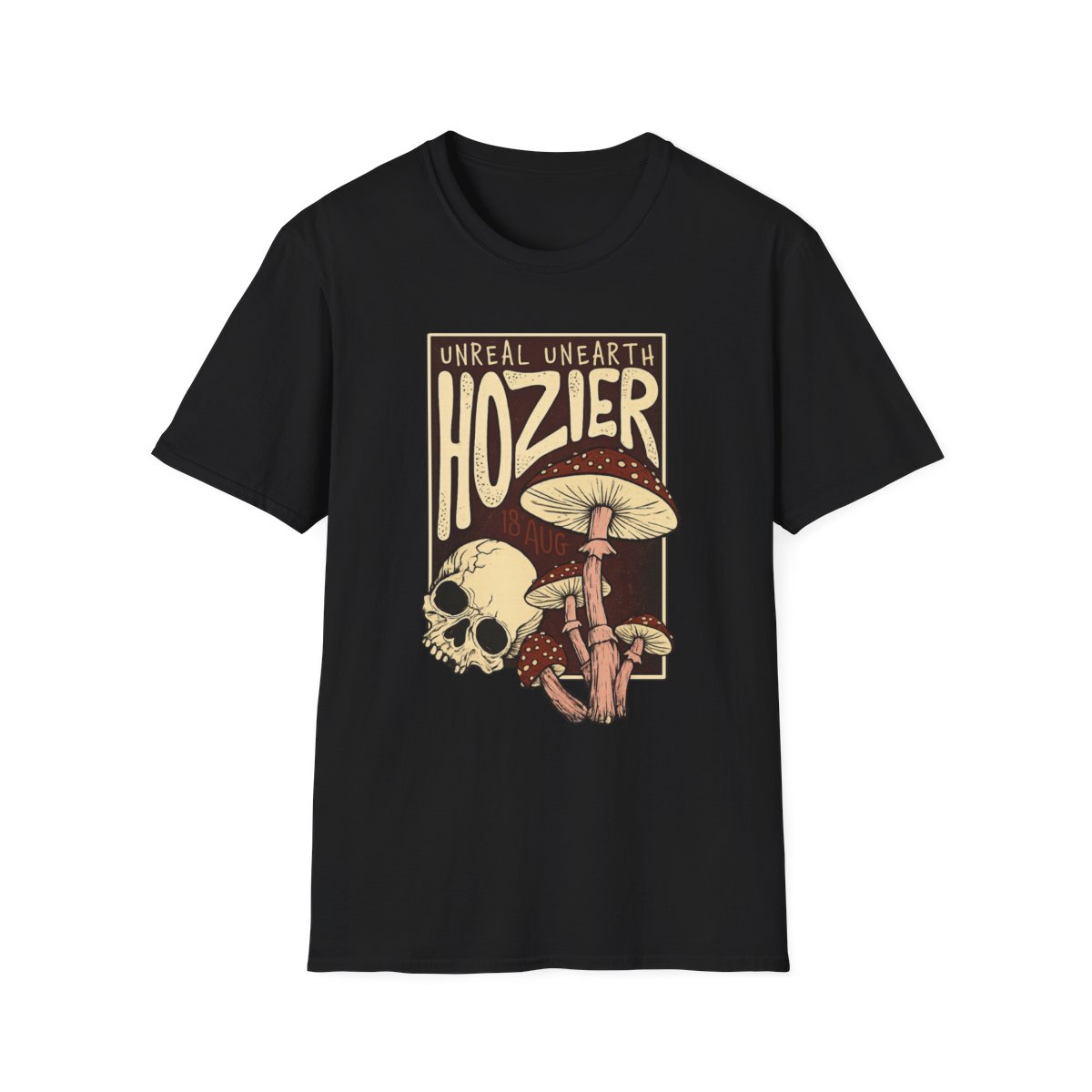 Hozier Mushroom Skull T-Shirt | Indie Band Art, Psychedelic Poster Style | Hozier Merch - alternate angle 2, merchandise