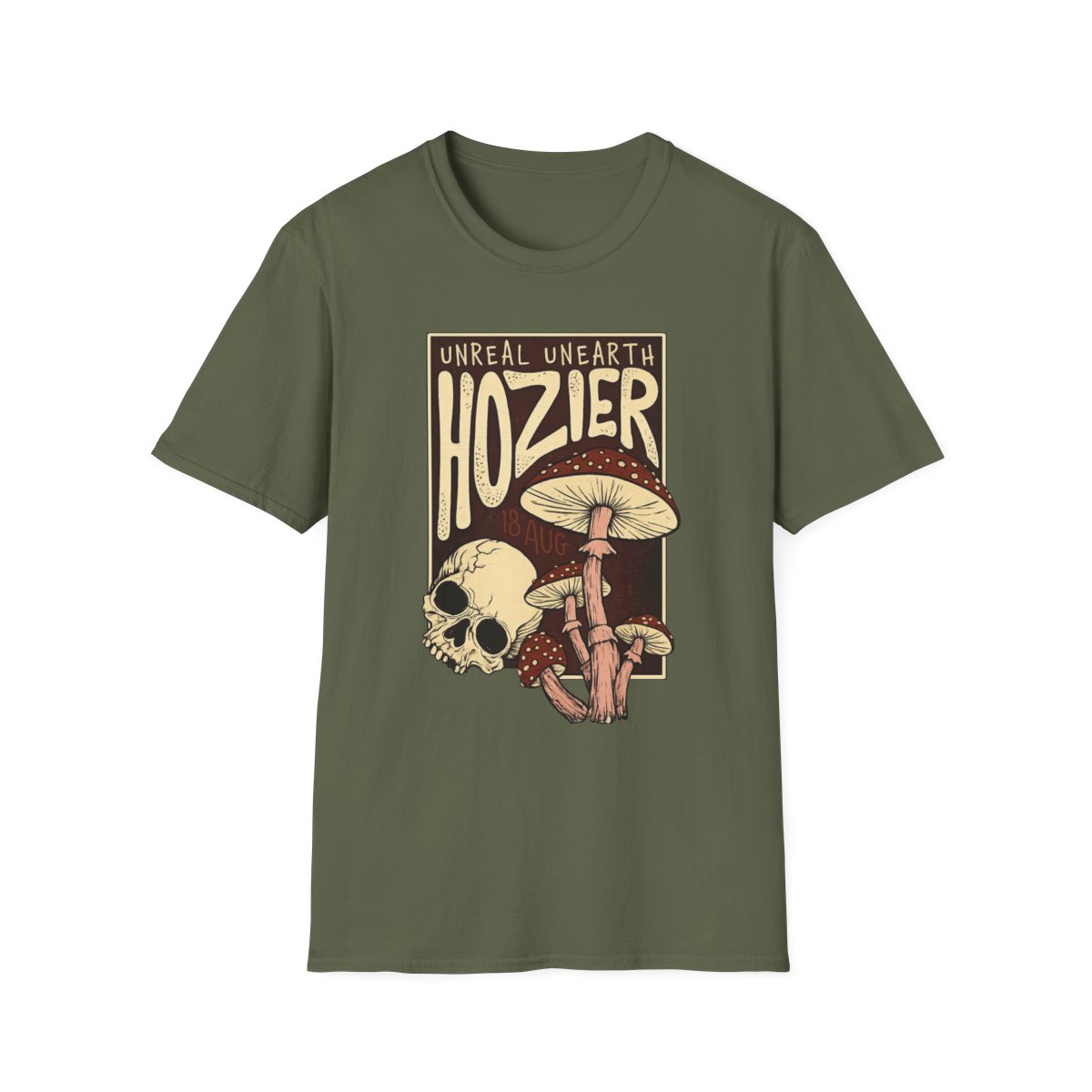 Hozier Mushroom Skull T-Shirt | Indie Band Art, Psychedelic Poster Style | Hozier Merch - alternate angle 5, merchandise