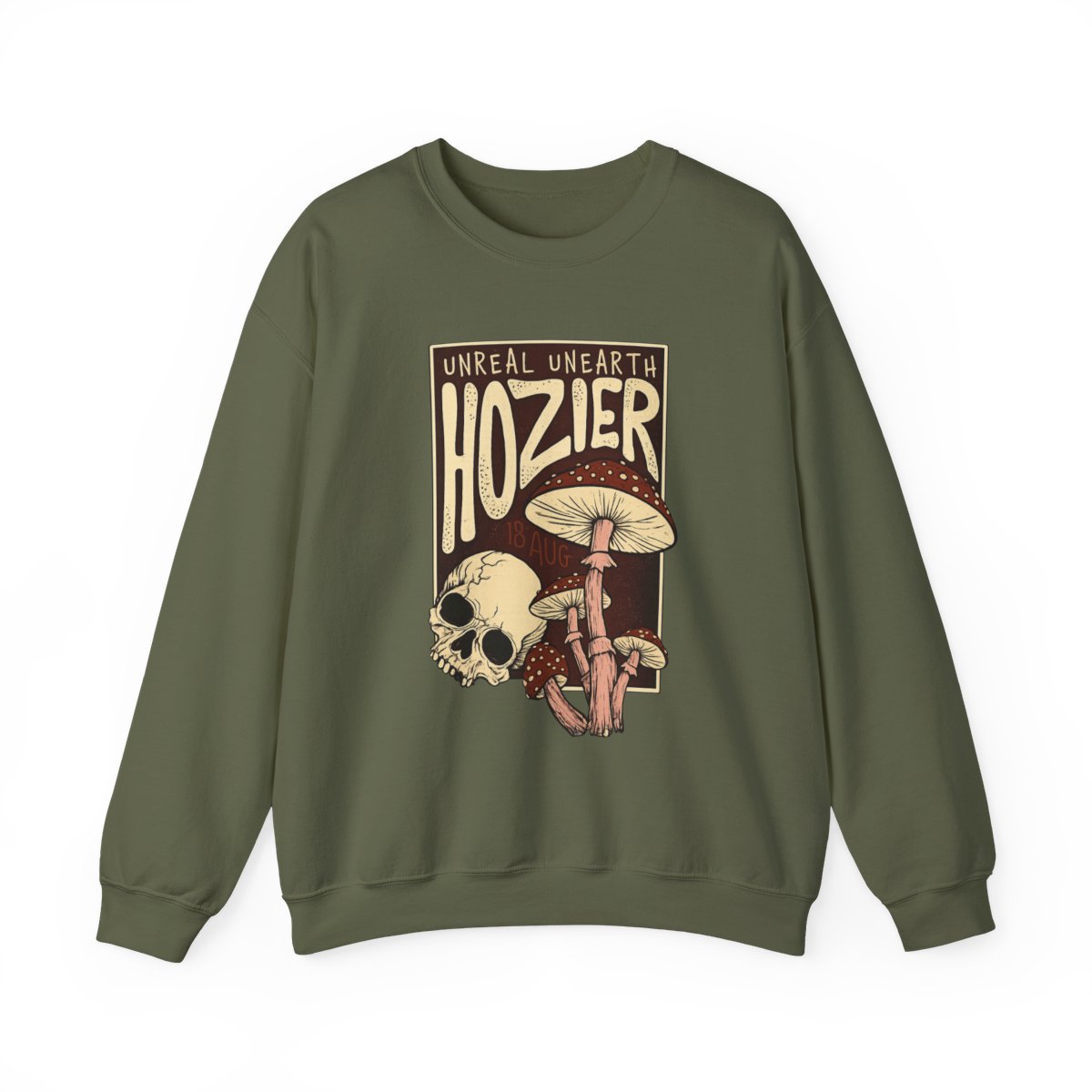 Hozier Mushroom Skull Crewneck Sweatshirt | Unreal Unearth Artwork | Hozier Merch - alternate angle 3, merchandise