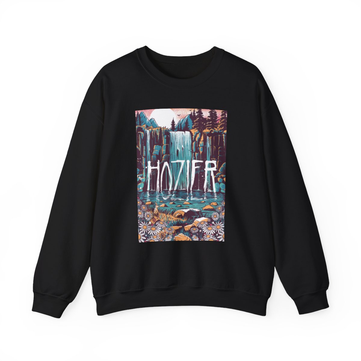 Hozier Waterfall Illustration Sweatshirt | Nature Scene, Retro Tour Art | Hozier Merch - alternate angle 2, merchandise