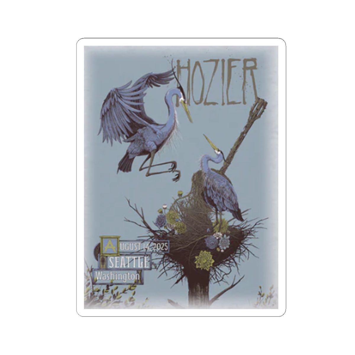 Hozier Herons Sticker | Kiss-Cut Concert Art Seattle Sticker | Hozier Merch
