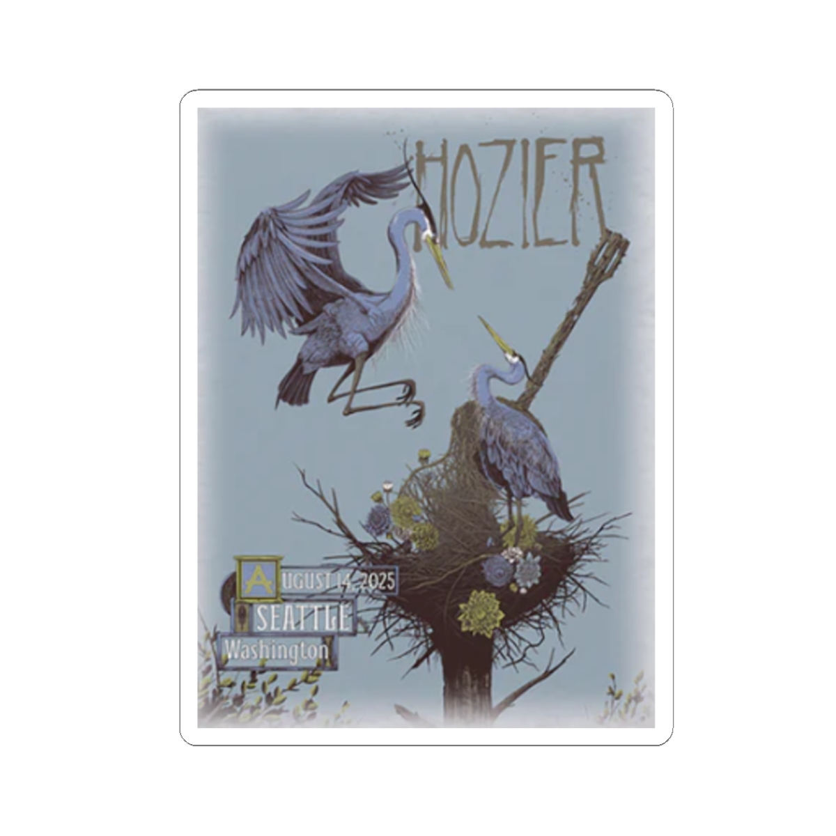 Hozier Herons Sticker | Kiss-Cut Concert Art Seattle Sticker | Hozier Merch