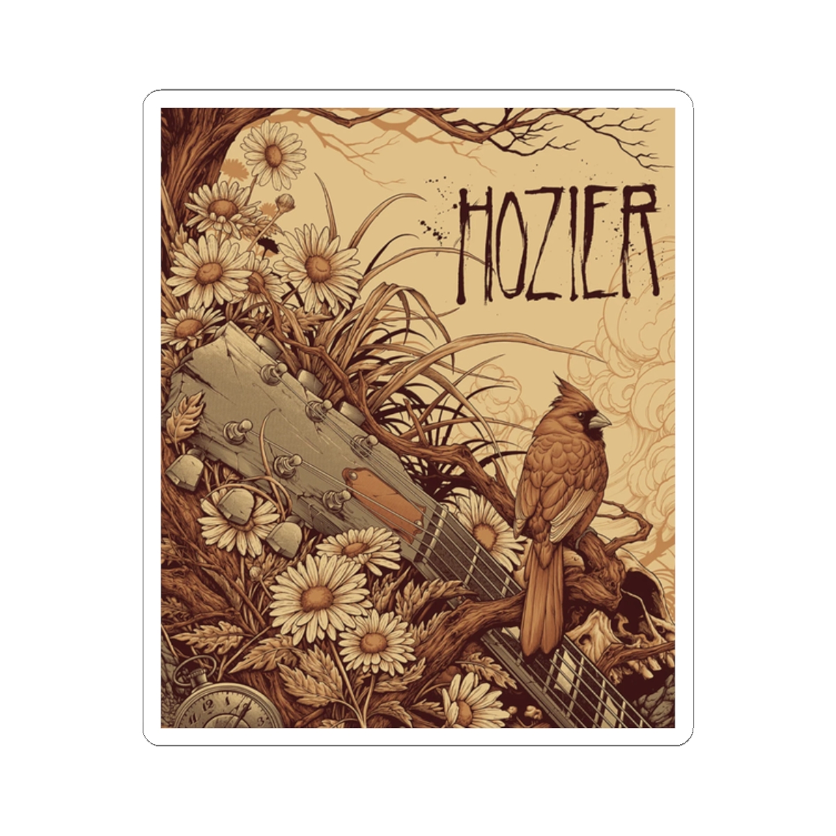 Hozier Floral Cardinal Sticker | Kiss-Cut Vinyl Music Art Decal | Hozier Merch - alternate angle 3, merchandise