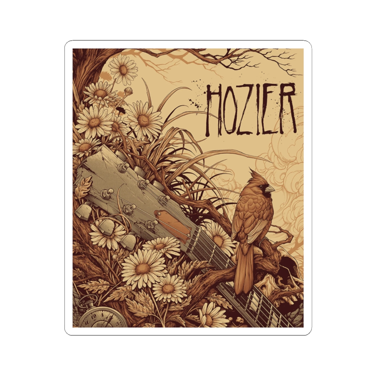 Hozier Floral Cardinal Sticker | Kiss-Cut Vinyl Music Art Decal | Hozier Merch - alternate angle 2, merchandise