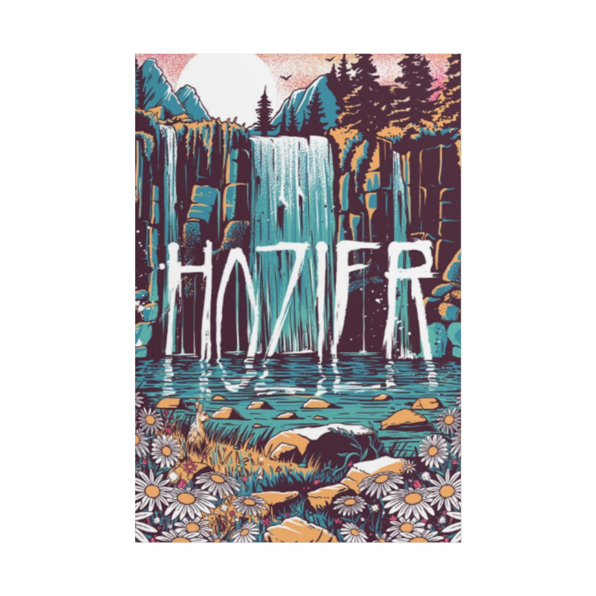 Hozier Waterfall Illustration Rolled Poster | Music Artist Wall Art | Hozier Merch - alternate angle 1, merchandise